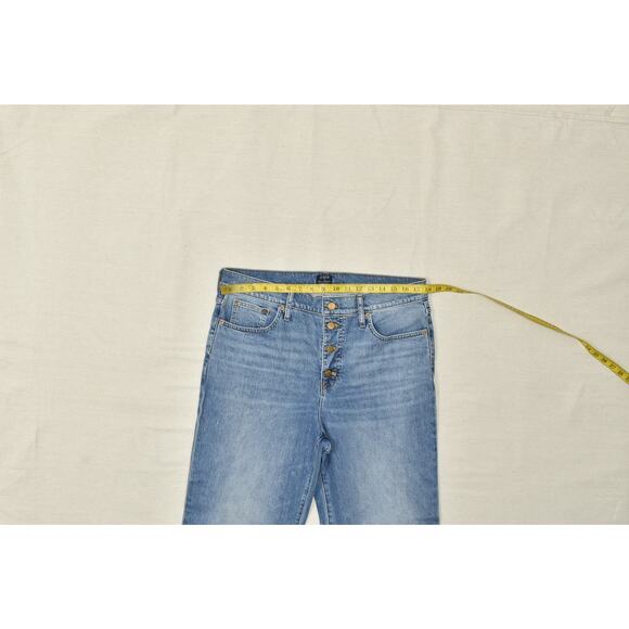 J.Crew Women's Blue High Rise Full Length Wide Leg Jeans Size 32 Button Fly - Picture 5 of 8